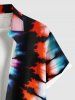 Plus Size Colorful Spiral Tie Dye Print Hawaii Button Pocket Shirt For Men -  