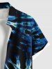 Chemise Boutonnée Spirale Teintée Imprimée avec Poche de Grande Taille pour Homme - Bleu profond XL