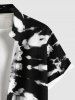 Plus Size Tie Dye Ombre Print Hawaii Button Pocket Shirt For Men -  