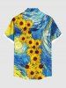 Plus Size Spiral Painting Sunflower Print Hawaii Button Pocket Shirt For Men -  