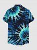 Plus Size Spiral Tie Dye Print Hawaii Button Pocket Shirt For Men -  