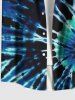 Plus Size Spiral Tie Dye Print Hawaii Button Pocket Shirt For Men -  