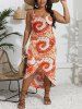 Robe Couverture de Plage Asymétrique Convertible Teintée Imprimée de Grande Taille - Orange 4XL