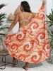 Robe Couverture de Plage Asymétrique Convertible Teintée Imprimée de Grande Taille - Orange 4XL
