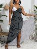 Plus Size Calligraphy Graffiti Print Convertible Asymmetric Beach Cover -  