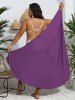 Plus Size Solid Convertible Asymmetric Wrap Backless Beach Cover -  