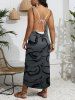 Plus Size Calligraphy Graffiti Print Convertible Asymmetric Beach Cover -  