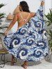 Plus Size Spiral Tie Dye Print Convertible Asymmetric Beach Cover Up -  