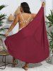 Plus Size Solid Convertible Asymmetric Wrap Backless Beach Cover -  