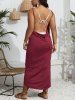 Plus Size Solid Convertible Asymmetric Wrap Backless Beach Cover -  