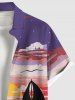 Chemise Imprimé Nuage et Soleil Coloré Grande Taille avec Poches à Rabat - Multi 2XL