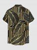 Chemise à Imprimé Feuilles Métallique et Rayures avec Boutons Grande Taille pour Hommes - Noir 2XL