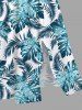 Robe Cache-Coeur Mi-longue à Imprimé Feuille Tropicale Grande Taille - Bleu 6X