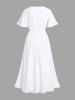 Robe Mi-Longue Hawaïen Fendue Fleur et Feuille Imprimées de Grande Taille - Blanc 4X