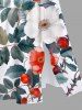 Robe Mi-Longue Hawaïen Fendue Fleur et Feuille Imprimées de Grande Taille - Blanc 4X