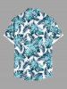 Chemise Imprimé Feuilles Tropicales à Boutons Grande Taille avec Poche pour Homme - Bleu 5XL