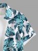 Chemise Imprimé Feuilles Tropicales à Boutons Grande Taille avec Poche pour Homme - Bleu 5XL