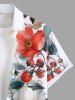 Plus Size Flowers Leaf Print Buttons Pocket Hawaii Shirt For Men -  