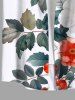 Plus Size Flowers Leaf Print Buttons Pocket Hawaii Shirt For Men -  