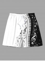 Plus Size Music Notes Piano Print Beach Shorts -  