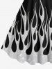 Plus Size Glitter Sequins Fire Flame Print Hawaii A Line Tank Dress -  