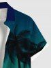 Chemise Boutonnée Imprimé Cocotier et Galaxie Grande Taille avec Poche - Vert profond 2XL