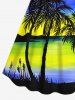 Robe Hawaiien Cocotier Imprimé en Blocs de Couleurs de Grande Taille - Bleu 6X