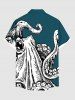 Plus Size Octopus Print Buttons Pocket Hawaii Shirt For Men -  