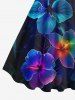 Robe Débardeur Hawaïen Fleur D'Hibiscus Colorée Imprimée de Grande Taille - Noir XS