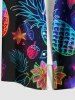 Plus Size Tropical Leaf Hibiscus Flower Pineapple Strawberry Print Buttons Pocket Hawaii Shirt For Men -  