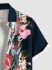 Plus Size Flowers Leaf Print Buttons Pocket Hawaii Shirt For Men - Noir 6XL