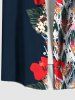 Plus Size Flowers Leaf Print Buttons Pocket Hawaii Shirt For Men - Noir 6XL