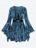Haut Moulant Noué Découpé Panneau en Faux Cuir et Anneau en D Grande Taille - Bleu profond 