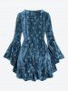 Haut Moulant Noué Découpé Panneau en Faux Cuir et Anneau en D Grande Taille - Bleu profond 