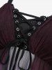 Plus Size Ombre Lace-Up Grommets Ruffles Lace Trim Cold Shoulder Blouse -  