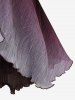 Plus Size Ombre Lace-Up Grommets Ruffles Lace Trim Cold Shoulder Blouse -  