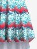 Plus Size Coconut Tree Flower Colorblock Print High Low Hawaii Cami Dress -  