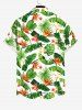 Plus Size Tropical Leaf Flower Print Buttons Pocket Hawaii Shirt For Men -  