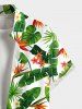 Plus Size Tropical Leaf Flower Print Buttons Pocket Hawaii Shirt For Men -  