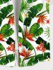 Plus Size Tropical Leaf Flower Print Buttons Pocket Hawaii Shirt For Men -  