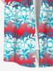 Plus Size Coconut Tree Flower Colorblock Print Buttons Pocket Hawaii Shirt For Men -  
