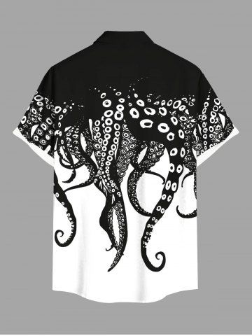 Octopus Two Tone Print Plus Size Matching Dress and Shirt For Couples