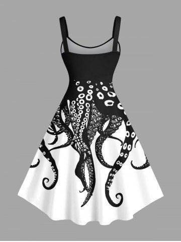 Octopus Two Tone Print Plus Size Matching Dress and Shirt For Couples