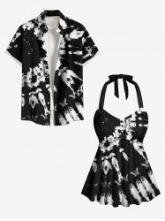 Maillot de Bain Grande Taille Imprimé Ombre - Noir 