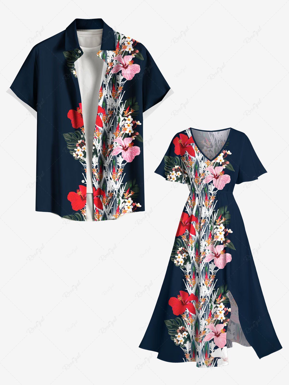 Costume de Plage Grande Taille Imprimé à Fleurs et Feuilles Assorti Noir 