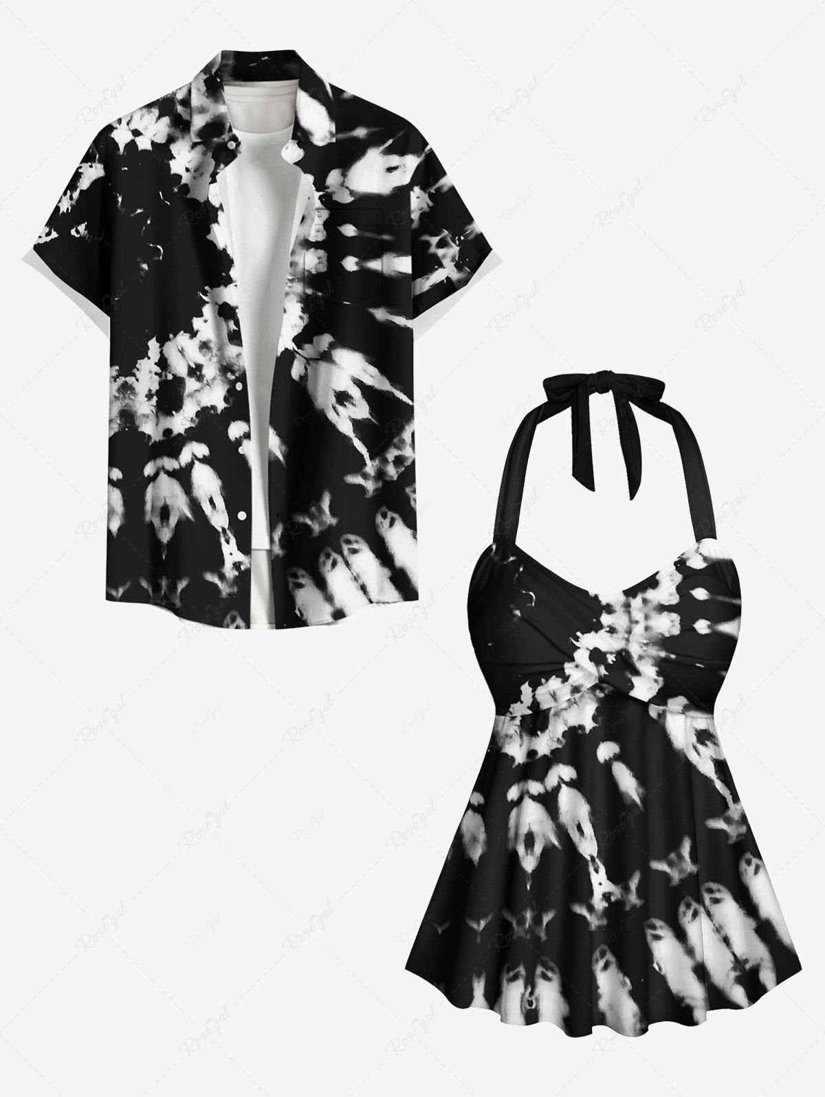 Maillot de Bain Grande Taille Imprimé Ombre Noir 