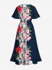 Costume de Plage Grande Taille Imprimé à Fleurs et Feuilles Assorti - Noir 
