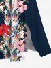 Costume de Plage Grande Taille Imprimé à Fleurs et Feuilles Assorti - Noir 
