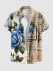 Rose Flower Distressed Newspapaer Print Valentines Plus Size Matching Hawaii Beach Outfit For Couples -  