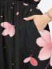 Peach Blossom Petals Flower Print Plus Size Matching Hawaii Beach Outfit For Couples -  